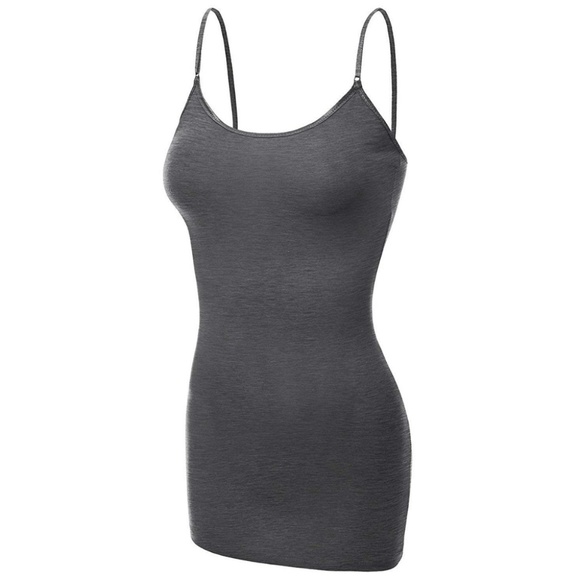Tops - Cotton Camisole Women Basic Solid Plain Tank CHARC